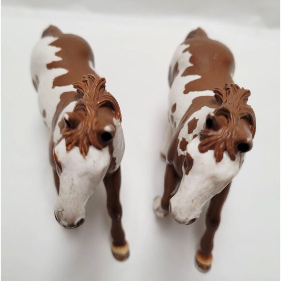 Schleich Pair of 6" Long Brown & White Pinto Horse Figurines - Picture 7 of 9